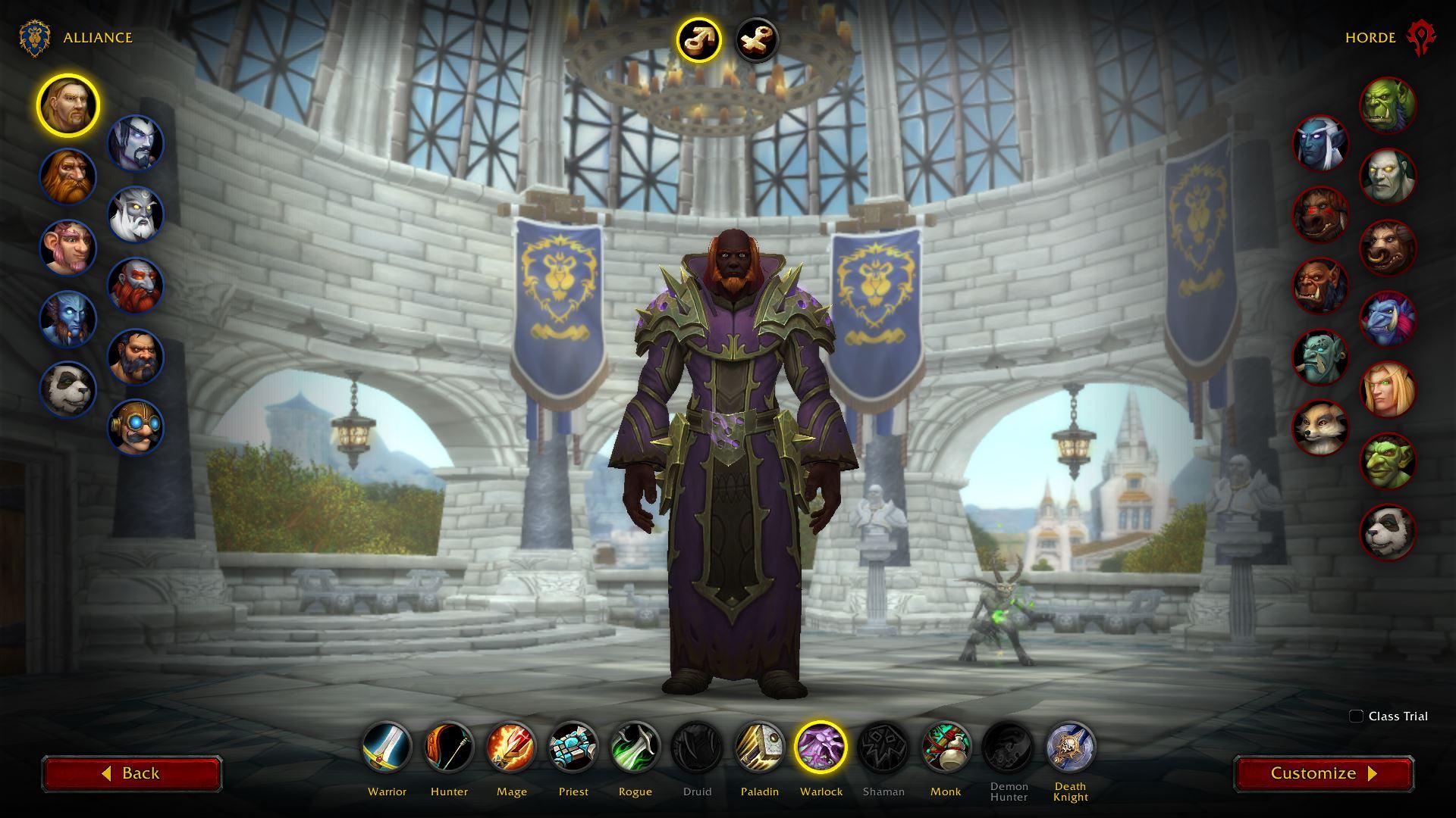 Shadowlands : l'Écran de création de personnage