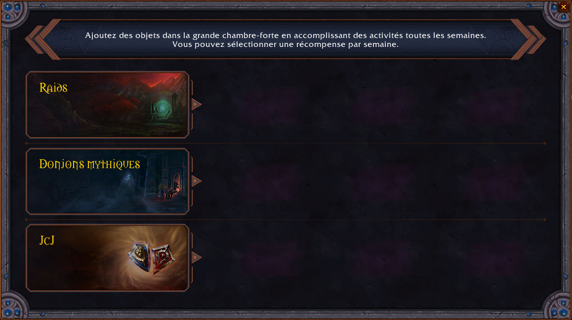 Shadowlands : Interface inédite pour les récompenses hebdomadaires