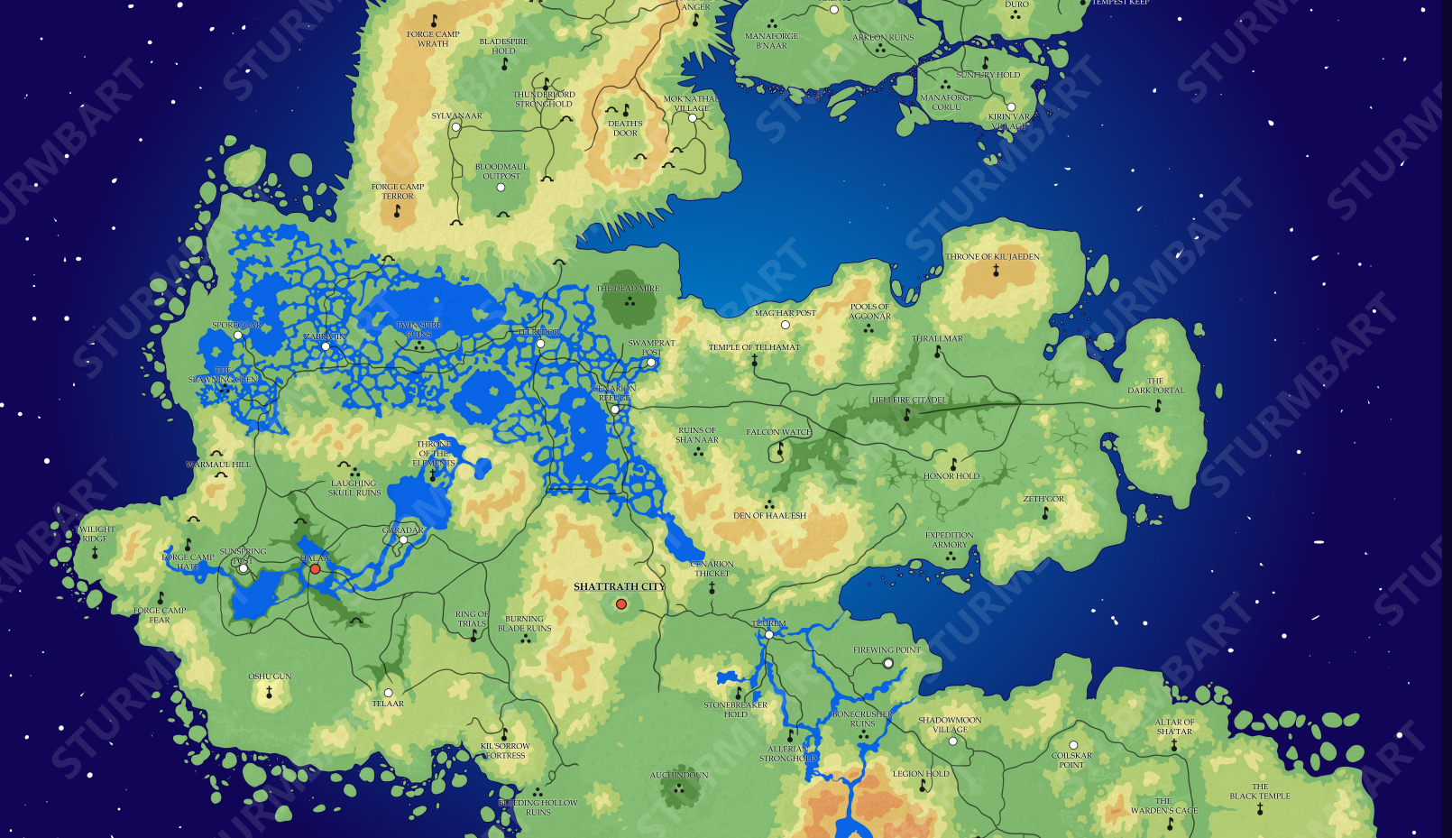 Carte topographique de l'Outreterre par Sturmbart