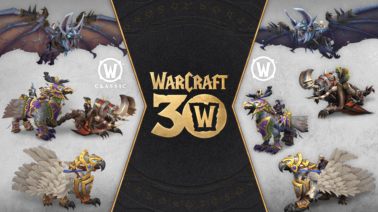 Pour les 30 ans de Warcraft, un nouveau lot de montures est disponible sur la boutique Battle.net