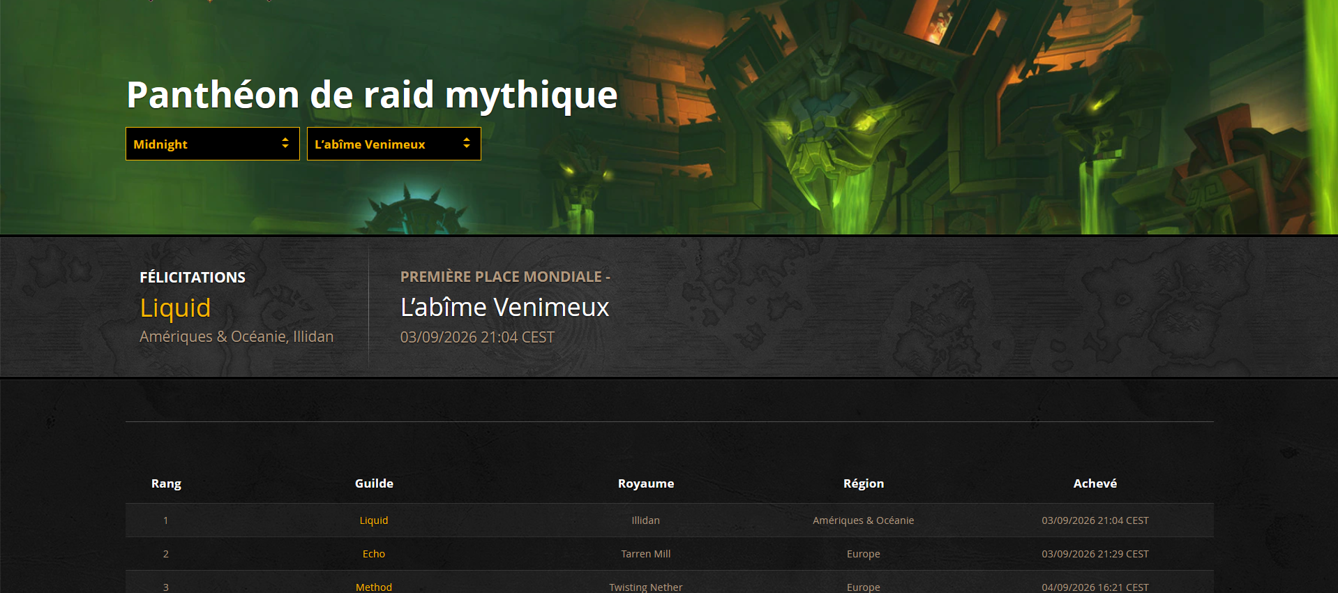 Midnight : Le panthéon mythique de l'Abîme Venimeux est clos